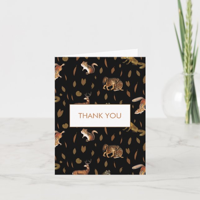 Remerciements Automne Forêt Animaux Automne Feuilles Carte de re (Devant)
