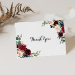 Remerciements Automne Rustique Bourgogne Mariage Carte de remerc<br><div class="desc">Cet automne,  le rustique bordeaux carte de remerciements mariage est parfait pour un mariage moderne. Le design est composé de fleurs bordeaux,  rouges,  navales,  bleues et rousses rayonnantes et gracieuses peintes à la main,  inspirant la beauté naturelle.</div>