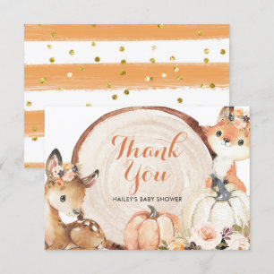 Remerciements Automne Woodland Girl Baby shower Carte de remerci