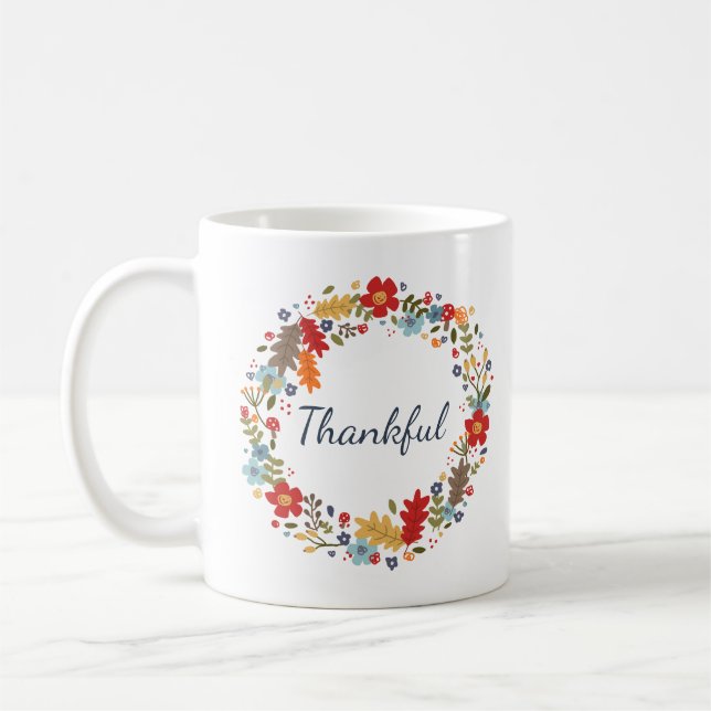 Remerciements Automne Wreath Mug Thanksgiving Cade (Gauche)