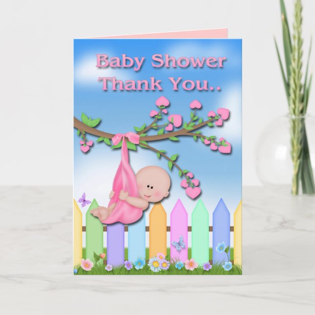 Remerciements Baby Girl - Jardin Baby shower Carte de remercieme (Devant)