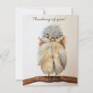 Remerciements Baby Owl "Penser à vous!"Remarque La carte de reto