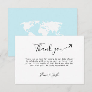 Remerciements Baby shower à thème Voyage Cute Flat Carte de reme