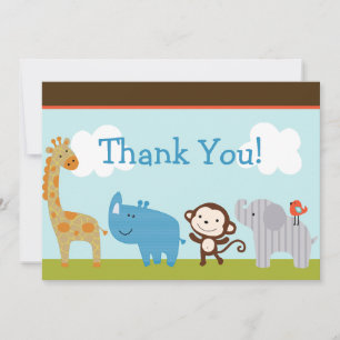 Remerciements Baby shower animalier de la jungle sauvage Carte d