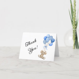 Remerciements Baby shower Bleu Balloon Boy Carte de remerciement