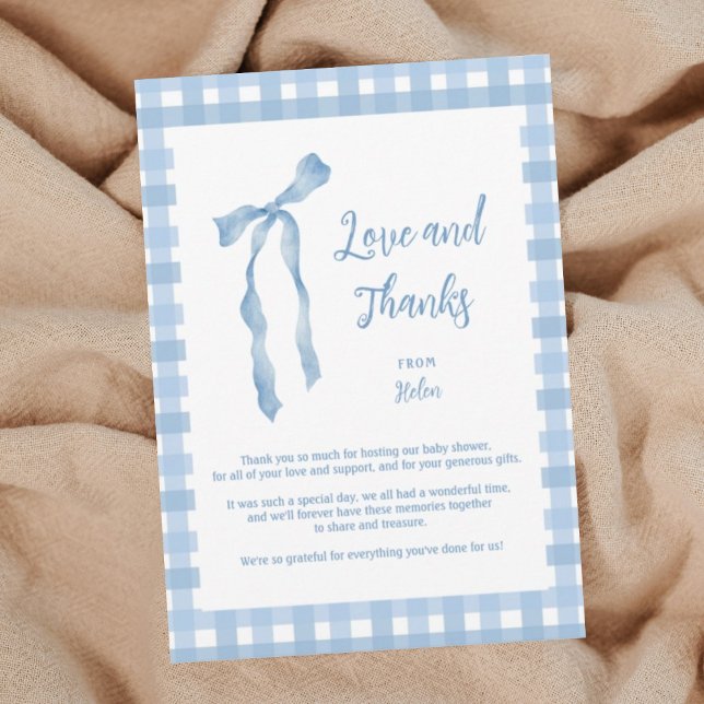 Remerciements Baby shower bleu garçons plaid carte de remercieme (Créateur téléchargé)
