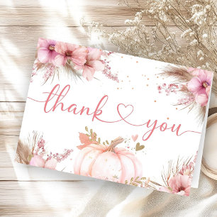 Remerciements Baby Shower Carte de Remerciement Pliée Rose Citro
