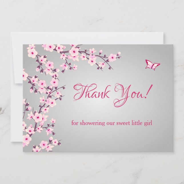 Remerciements Baby shower Cherry Blossom | Carte de remerciement (Devant)