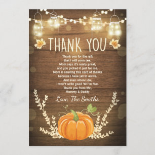 Remerciements Baby shower d'automne citrouille carte de remercie