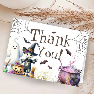 Remerciements Baby shower d'Halloween rose Carte de remerciement