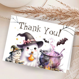 Remerciements Baby shower d'Halloween rose Carte de remerciement
