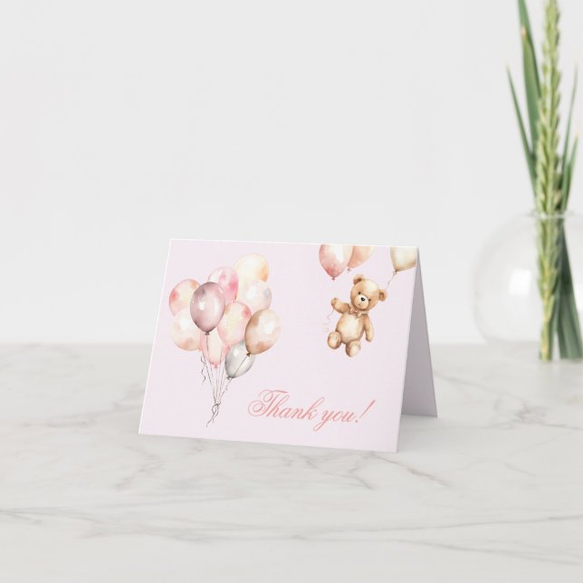 Remerciements Baby shower d'ours en peluche doux Carte de remerc (Devant)