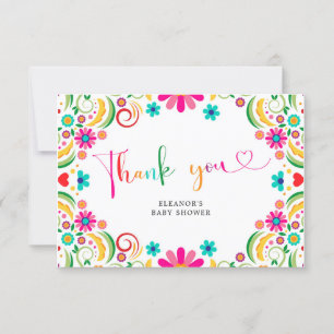Remerciements Baby shower Floral mexicain Fiesta Carte de remerc