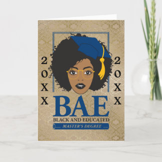 Remerciements BAE : Carte d'études de maîtrise noire et instruit