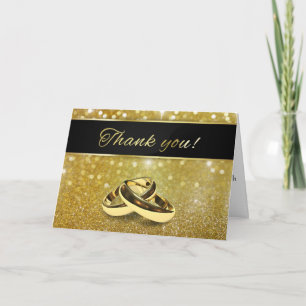 Remerciements Bagues de mariage élégantes à paillettes - Carte d