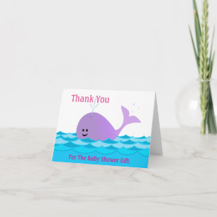 Remerciements Baleine C'est une fille Baby shower Carte de remer