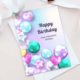 Remerciements Ballons colorés Bonne carte de voeux d'anniversair