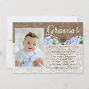 Remerciements Bautismo vous remercient carte de Gracias dans