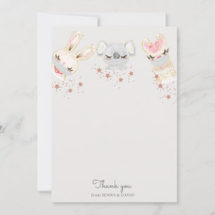 Remerciements bébé animaux visage masque Baby shower Carte de re