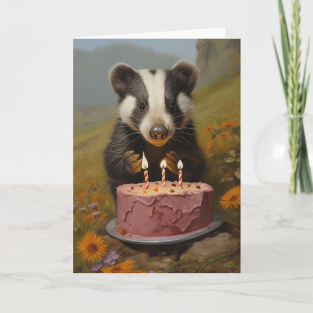 Remerciements Bébé Badger avec carte de gâteau d'anniversaire (Devant)