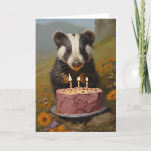 Remerciements Bébé Badger avec carte de gâteau d'anniversaire
