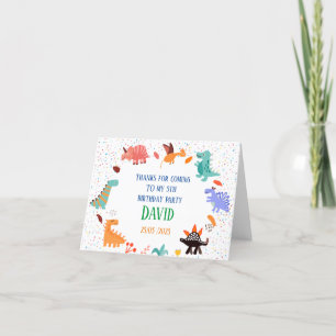 Remerciements Beige Brown Cute Dinosaur Anniversaire Carte de re