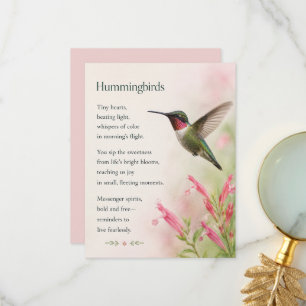 Remerciements Belle carte de vœux florale colibri