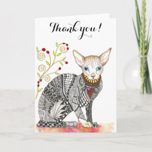 Remerciements Belle carte de voeux Sphynx sans cheveux