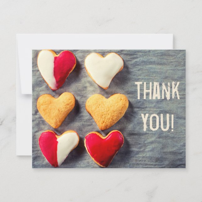 Remerciements Biscuits en forme de coeur sur le carte de (Devant)