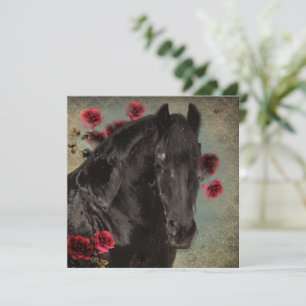 Remerciements Black Beauty Friesian Horse - Carte de voeux