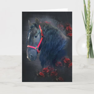 Remerciements Black Beauty Friesian Horse - Carte de voeux