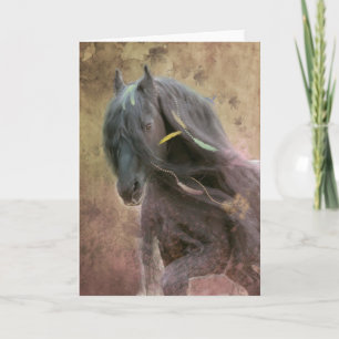 Remerciements Black Beauty Friesian Horse - Carte de voeux