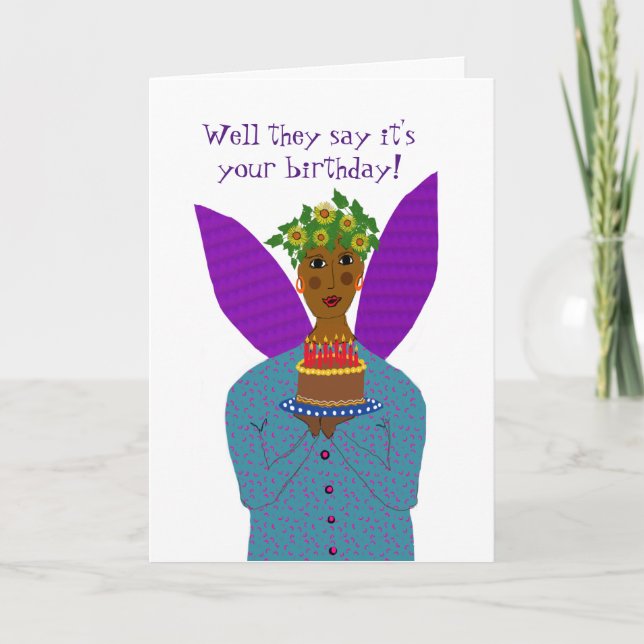 Remerciements Black Birthday Angel apporte une carte de gâteau (Devant)