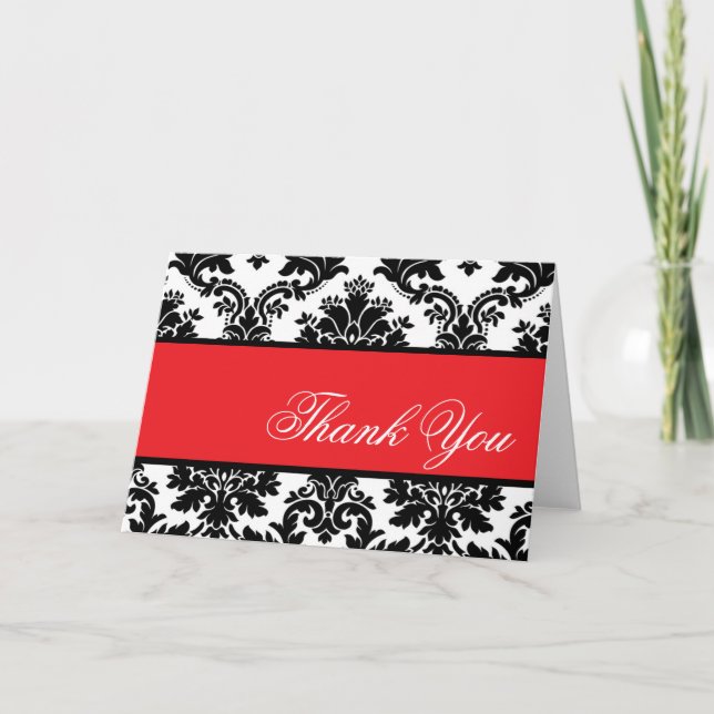 Remerciements Black Damask - Carte de voeux Customisée (Devant)
