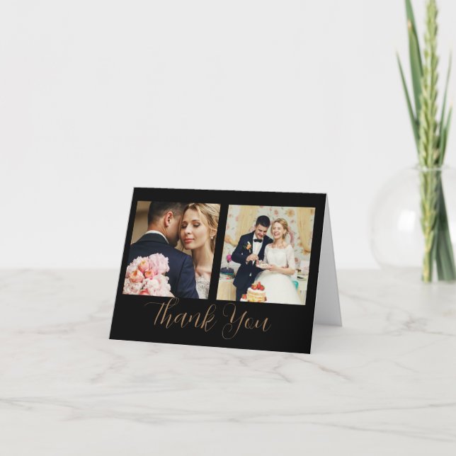 Remerciements Black Gold Script Style 3 photo carte de remerciem (Devant)