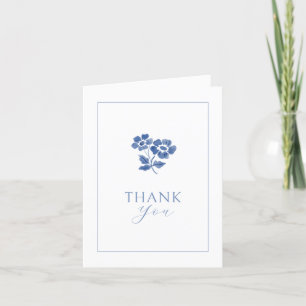Remerciements Blanc uni   Bleu Floral plié Carte de remerciement