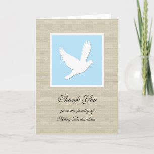 Remerciements Blank Dove Sympathie religieuse Carte de remerciem