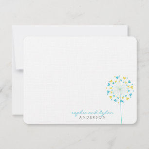 Remerciements Bleu Jaune Dandelions Aimer Mariage Carte de remer