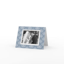 Bleu roux Elegant Damask Photo Carte de remercieme
