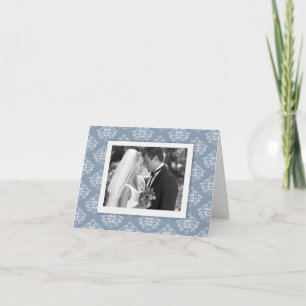 Remerciements Bleu roux Elegant Damask Photo Carte de remercieme