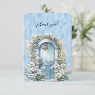 Remerciements Bleu Shimmer Porte Jardin Daisy Carte de remerciem