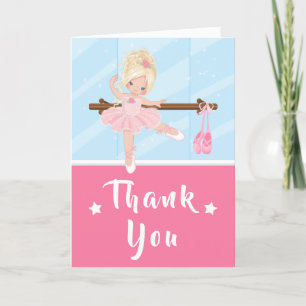 Remerciements Blonde cheveux Ballerina rose Carte de remerciemen