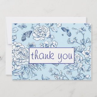 Remerciements Blue Butterfly Chinoiserie Mariage Carte de remerc