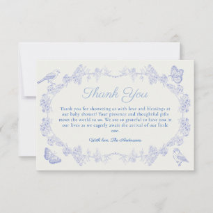 Remerciements Blue Garden Chinoiserie Baby shower Carte de remer
