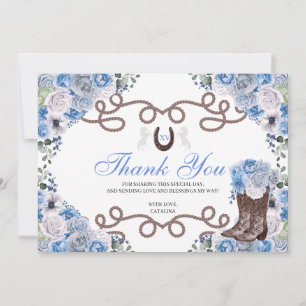 Remerciements Blue Western Horse Quinceanera Carte de remercieme