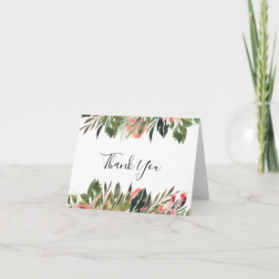 Remerciements Bohème Coral Floral Mariage Photo Carte de remerci