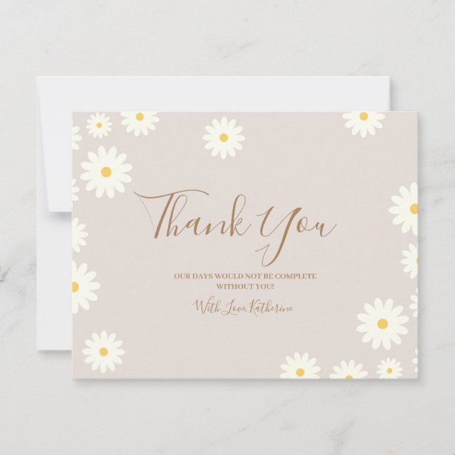 Remerciements Bohemian Daisy Floral Baby shower Carte de remerci (Devant)