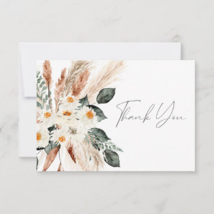 Remerciements Boho Cuivre Pampas Grass Floral Carte de remerciem