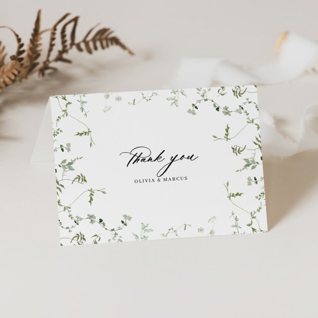 Remerciements Boho Elegant Mariage Botanique Plier Carte de reme (Botanical Thank You Card)