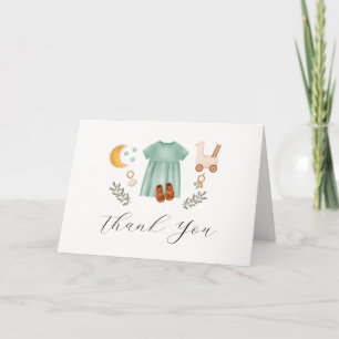 Remerciements Boho Girls Vêtements Baby shower Carte de remercie